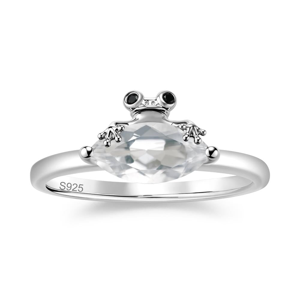 Lucky Frog London Blue Topaz and Black Spinel Ring for Ladies - LUO Jewelry #gemstone_White Topaz and Black Spinel