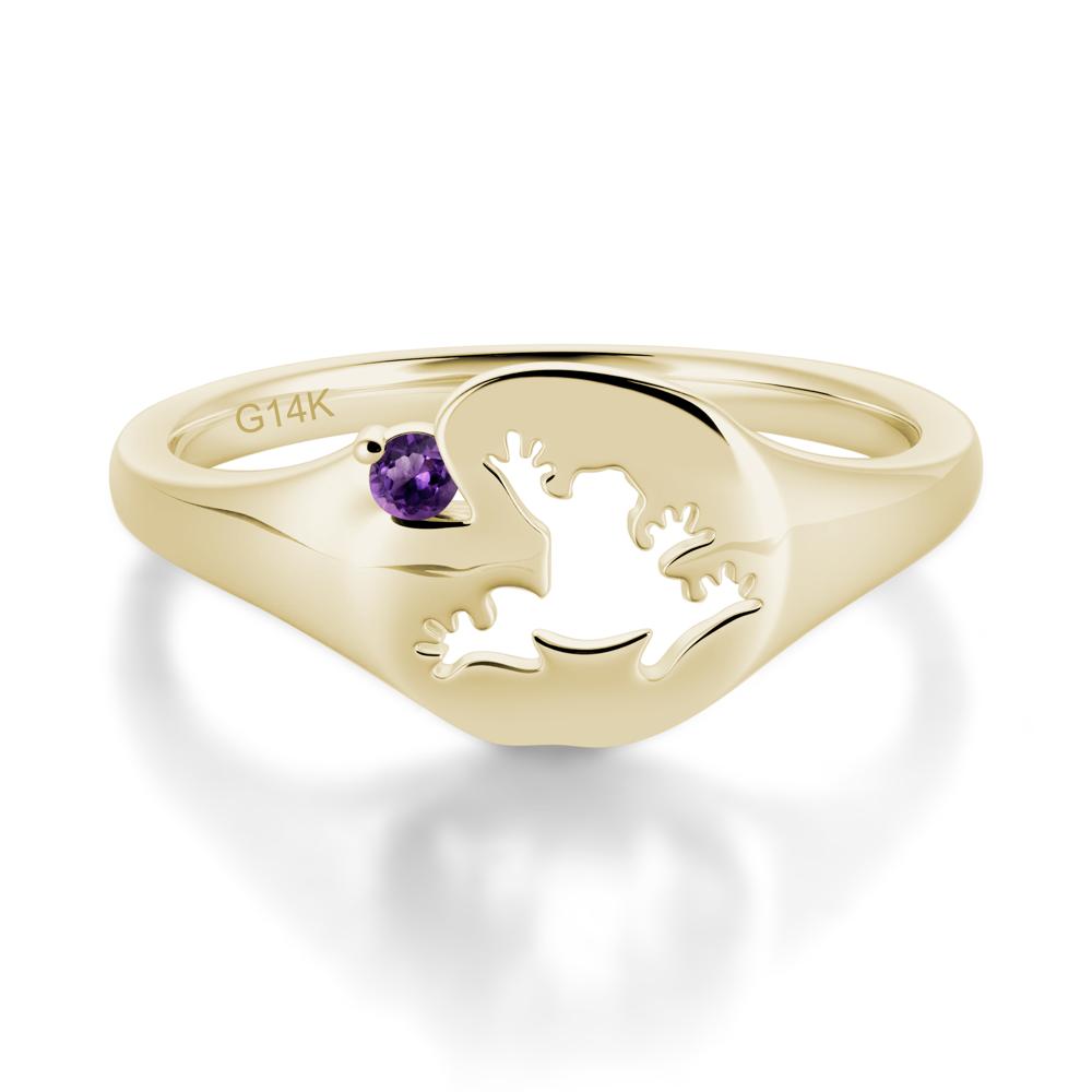 Signet Cubic Zirconia Hollow Frog Ring - LUO Jewelry #gemstone_Amethyst