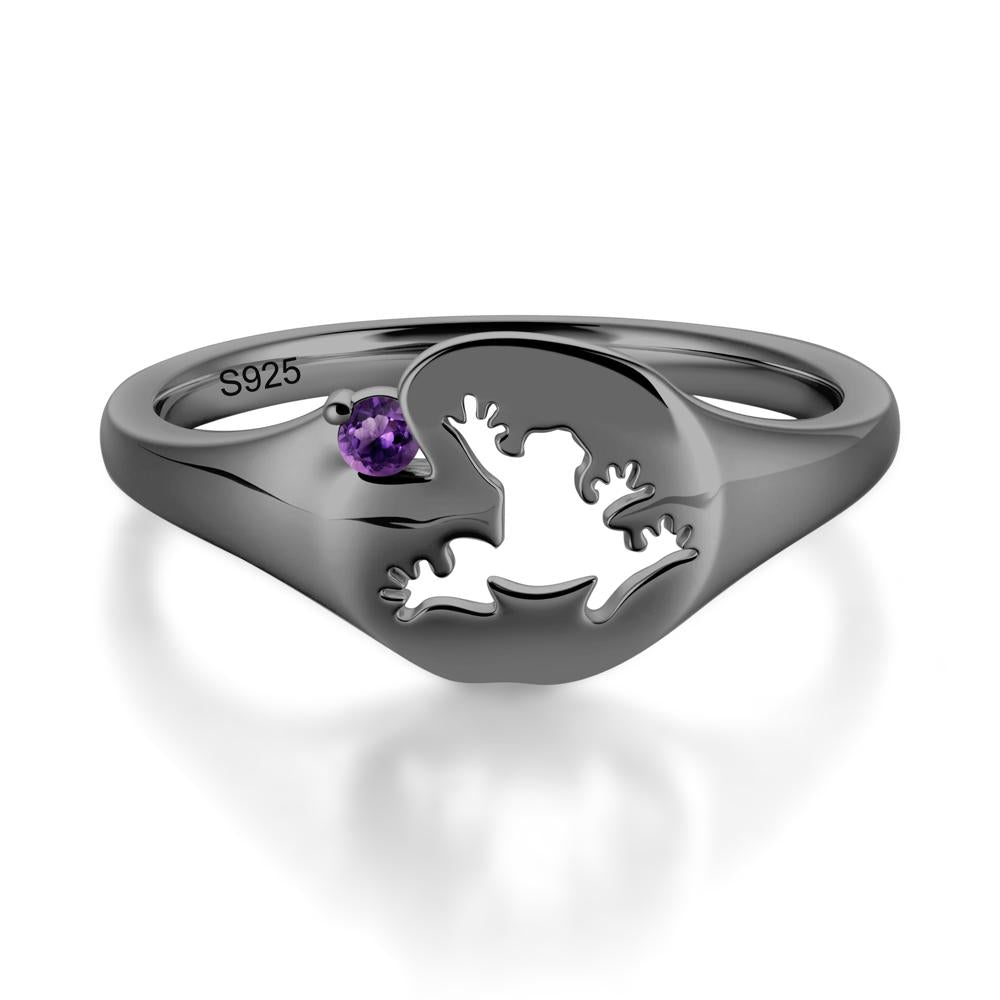 Signet Cubic Zirconia Hollow Frog Ring - LUO Jewelry #gemstone_Amethyst