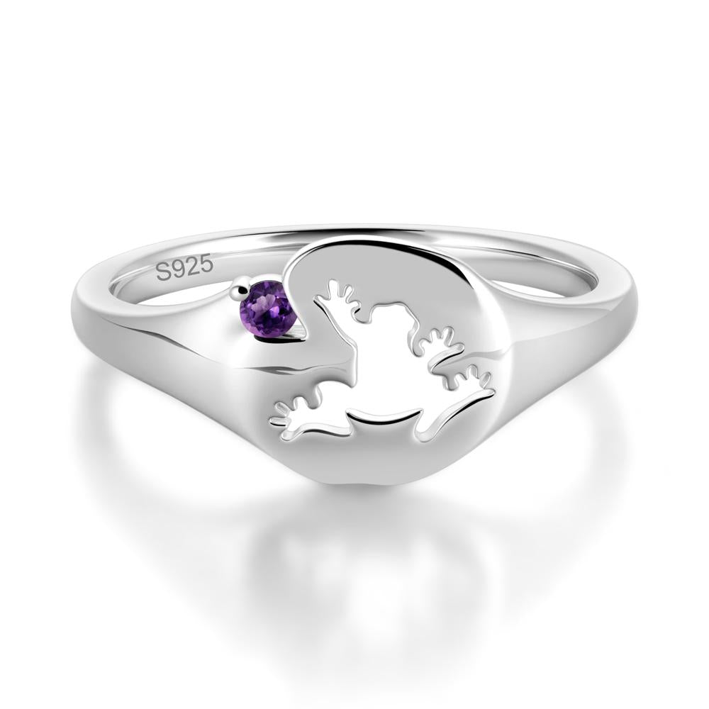 Signet Cubic Zirconia Hollow Frog Ring - LUO Jewelry #gemstone_Amethyst