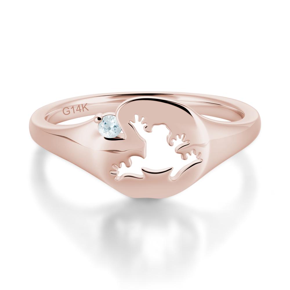 Signet Cubic Zirconia Hollow Frog Ring - LUO Jewelry #gemstone_Aquamarine