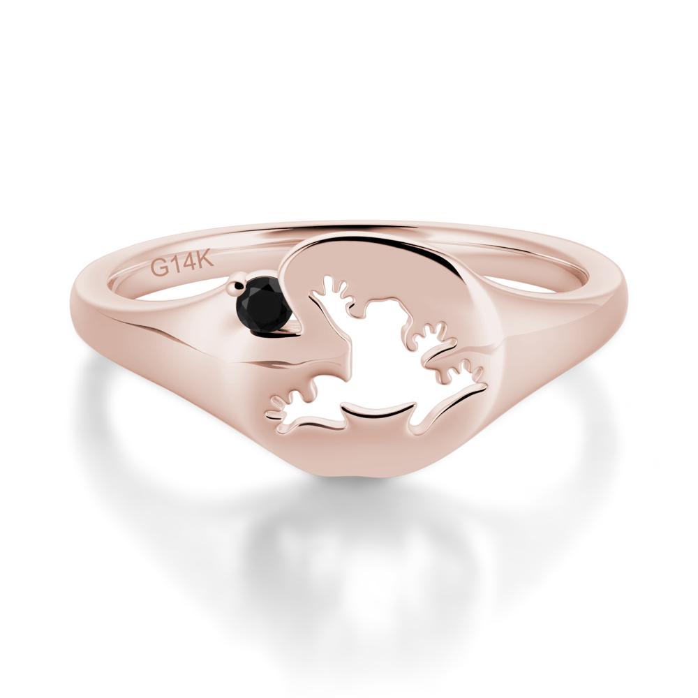 Signet Cubic Zirconia Hollow Frog Ring - LUO Jewelry #gemstone_Black Spinel