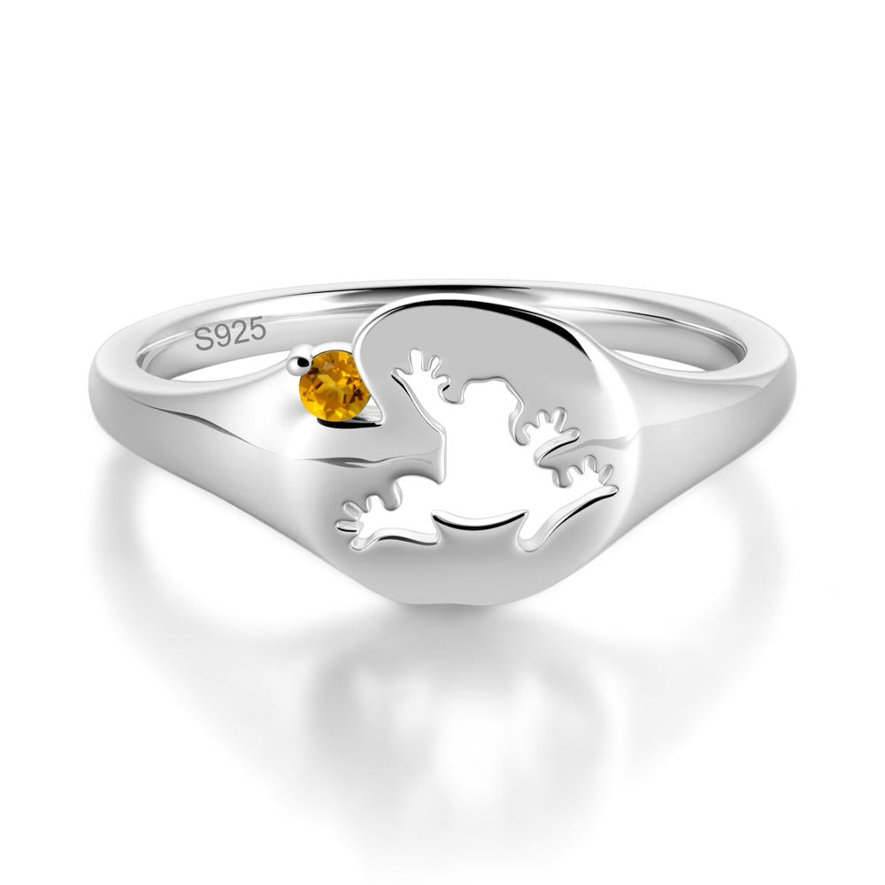 Signet Cubic Zirconia Hollow Frog Ring - LUO Jewelry #gemstone_Citrine
