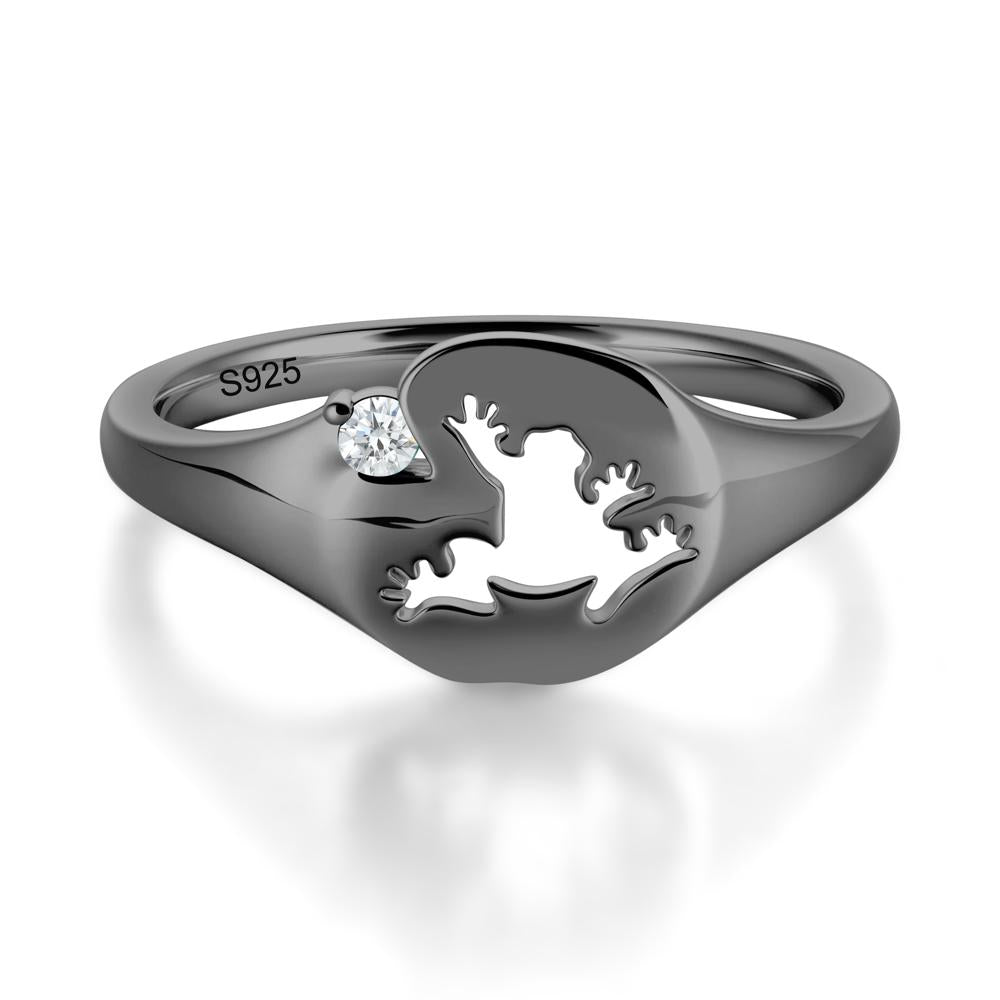 Signet Cubic Zirconia Hollow Frog Ring - LUO Jewelry #gemstone_Diamond