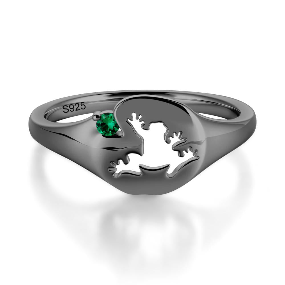 Signet Cubic Zirconia Hollow Frog Ring - LUO Jewelry #gemstone_Emerald