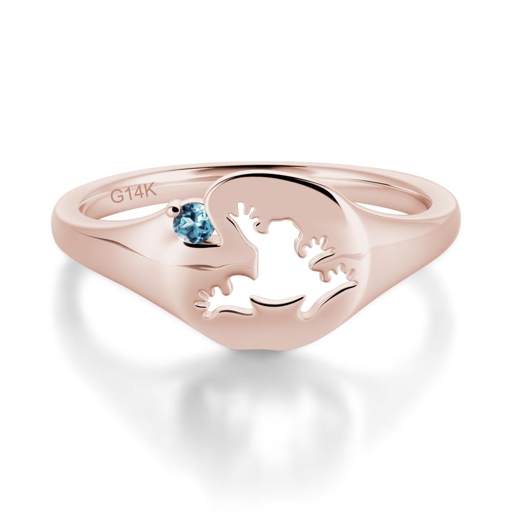 Signet Cubic Zirconia Hollow Frog Ring - LUO Jewelry #gemstone_London Blue Topaz