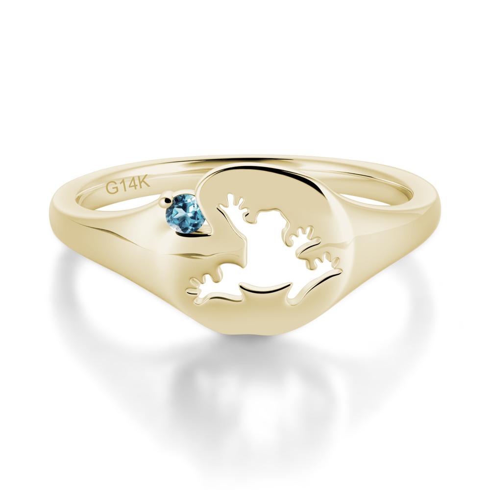 Signet Cubic Zirconia Hollow Frog Ring - LUO Jewelry #gemstone_London Blue Topaz