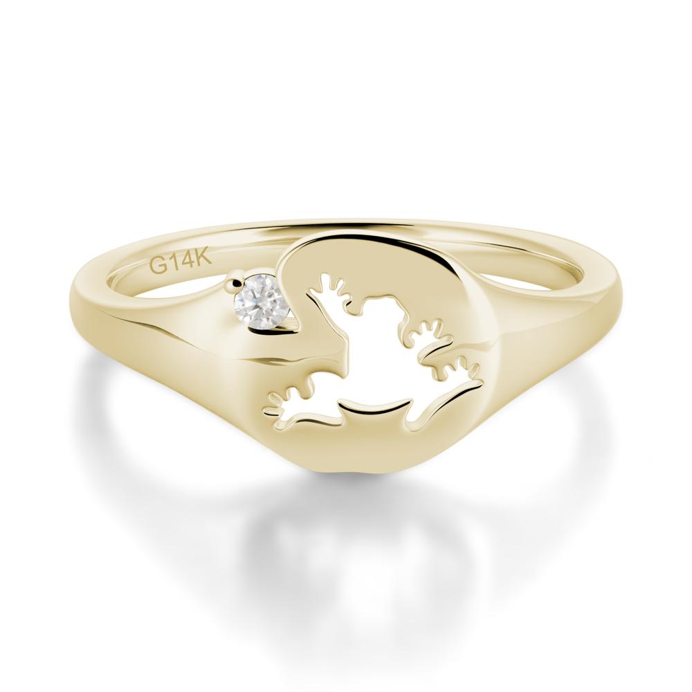 Signet Cubic Zirconia Hollow Frog Ring - LUO Jewelry #gemstone_Moissanite