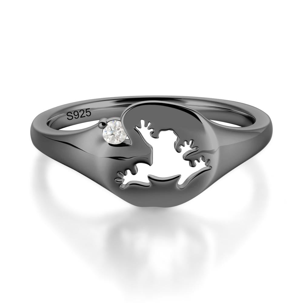 Signet Cubic Zirconia Hollow Frog Ring - LUO Jewelry #gemstone_Moissanite