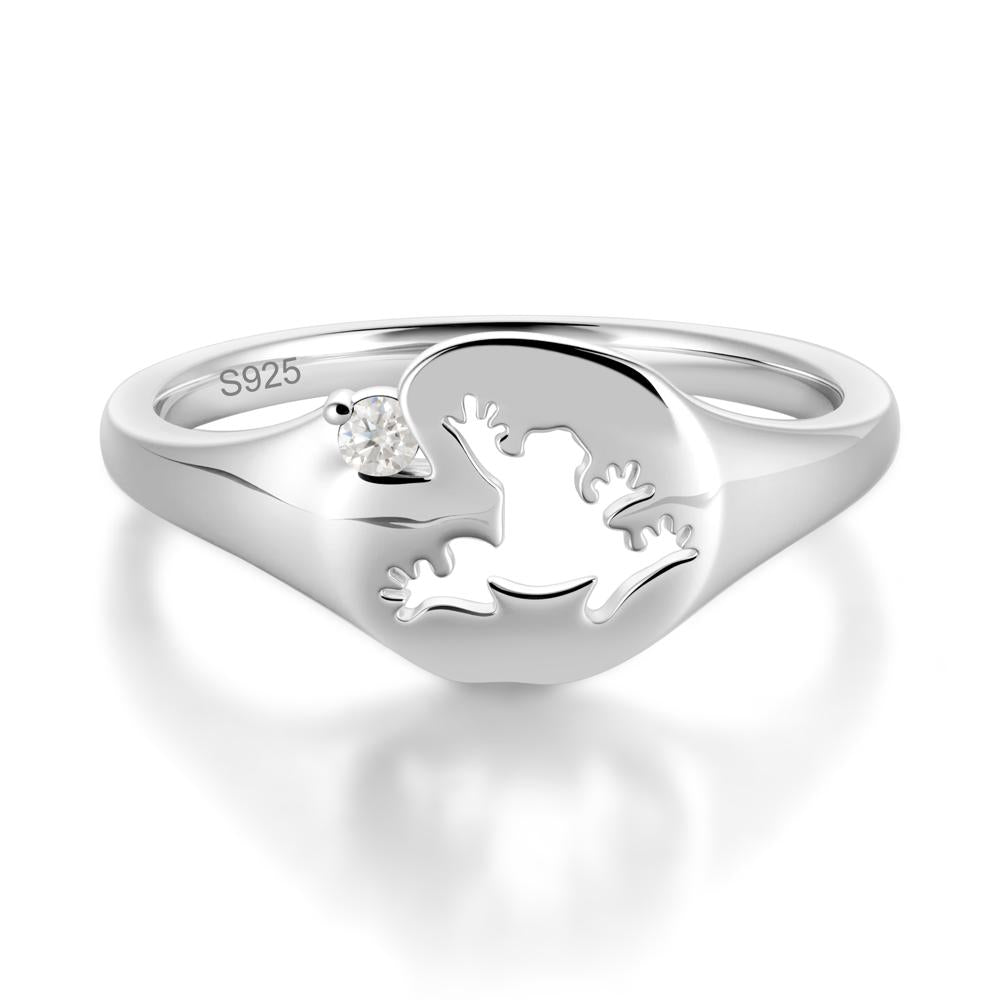 Signet Cubic Zirconia Hollow Frog Ring - LUO Jewelry #gemstone_Moissanite