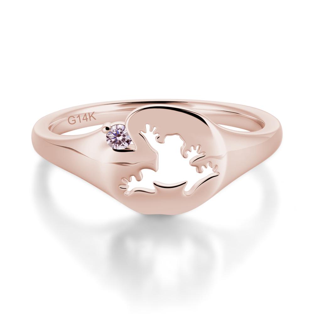 Signet Cubic Zirconia Hollow Frog Ring - LUO Jewelry #gemstone_Pink Cubic Zirconia