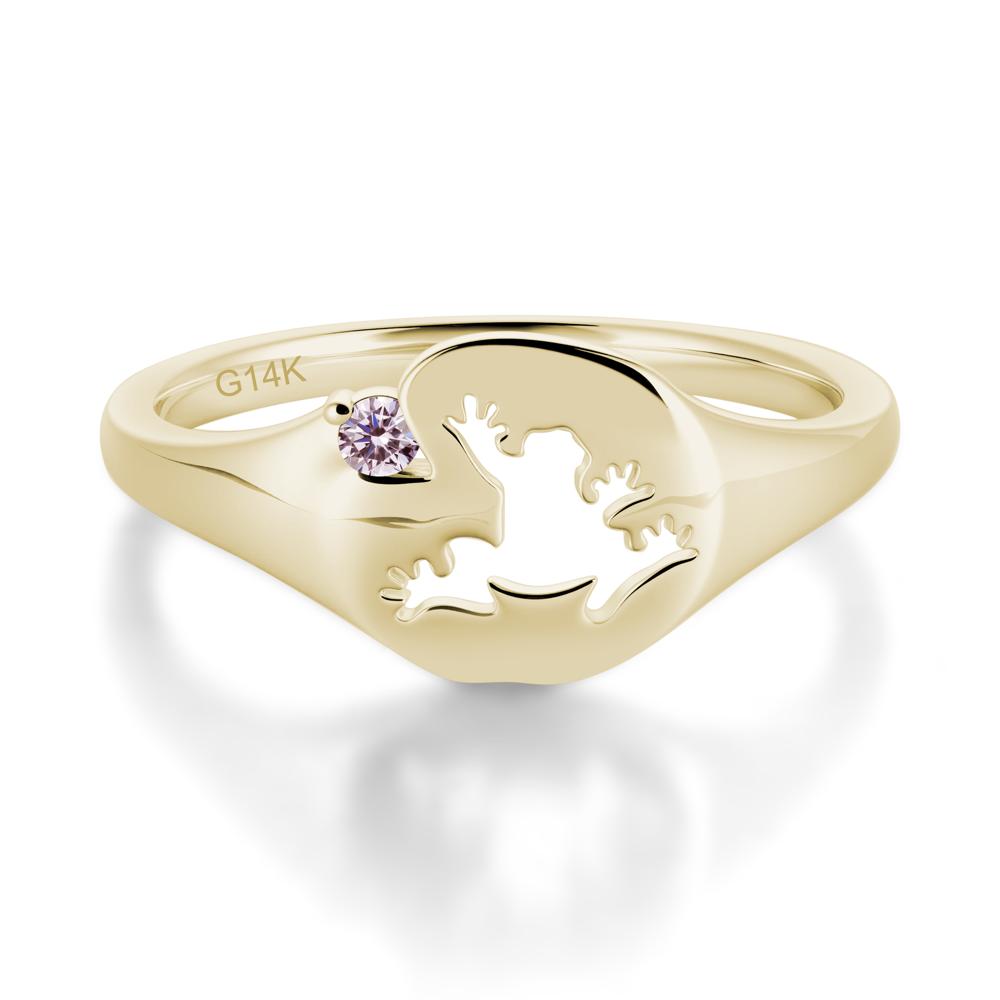Signet Cubic Zirconia Hollow Frog Ring - LUO Jewelry #gemstone_Pink Cubic Zirconia