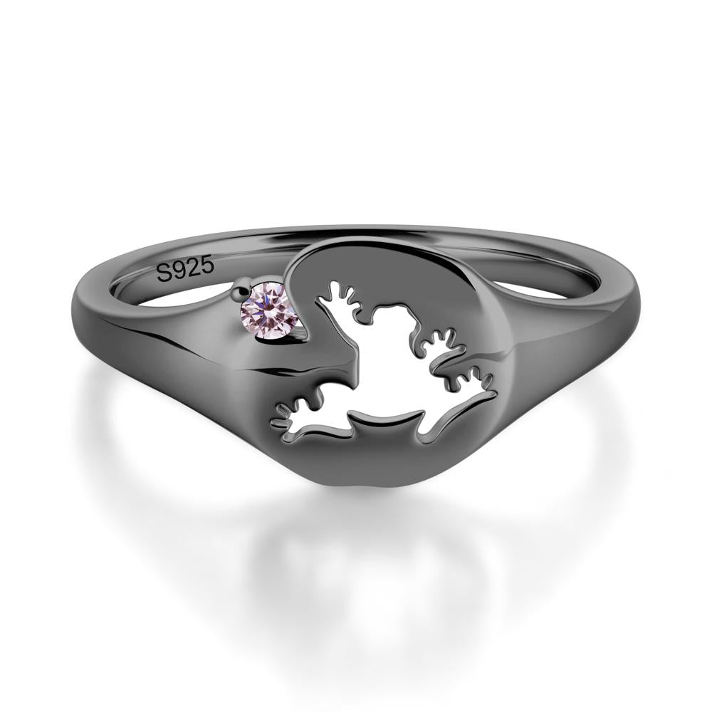 Signet Cubic Zirconia Hollow Frog Ring - LUO Jewelry #gemstone_Pink Cubic Zirconia
