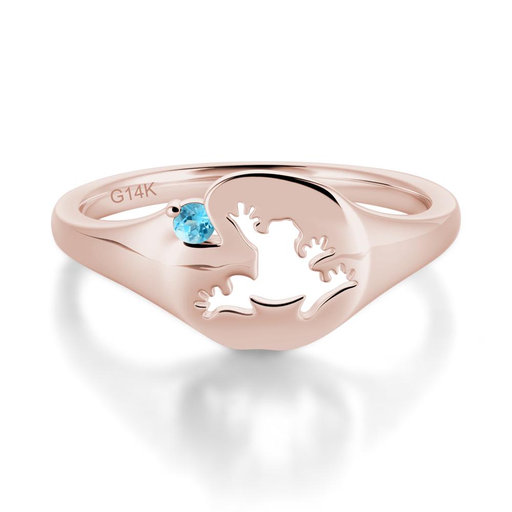 Signet Cubic Zirconia Hollow Frog Ring - LUO Jewelry #gemstone_Swiss Blue Topaz