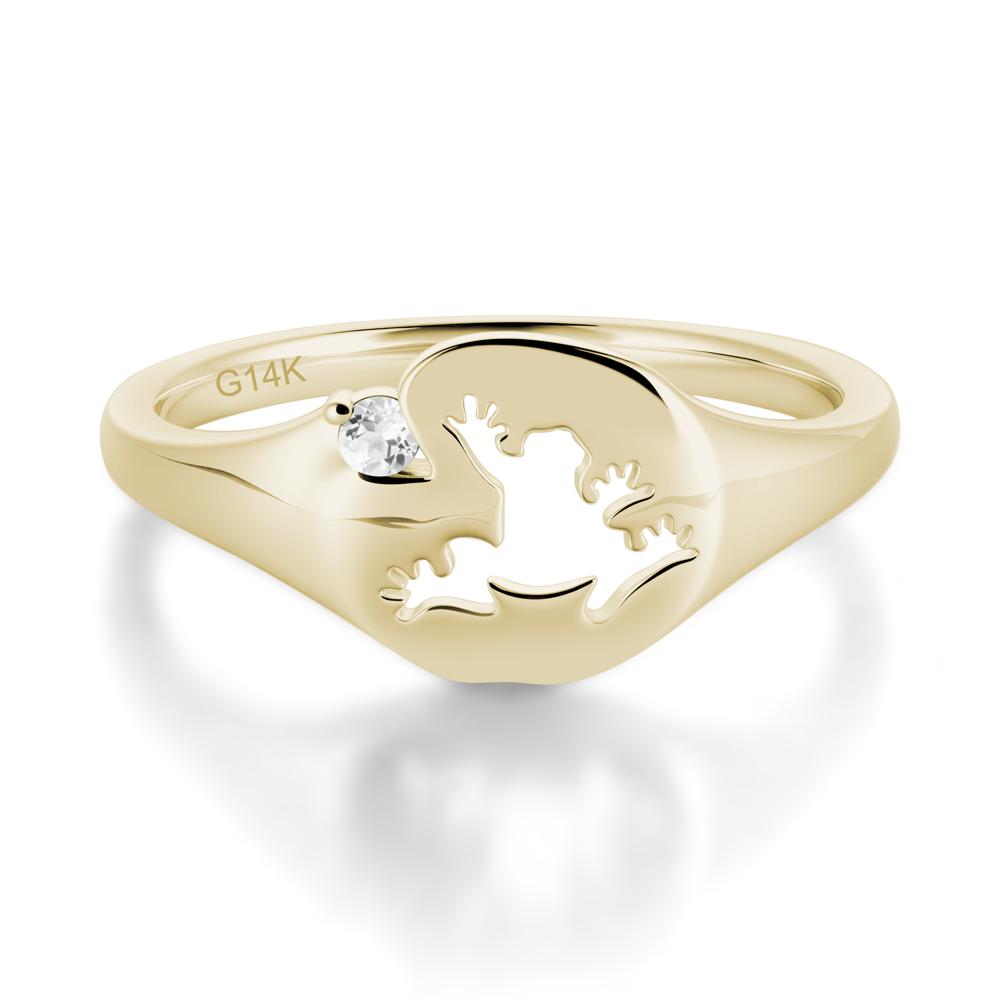 Signet Cubic Zirconia Hollow Frog Ring - LUO Jewelry #gemstone_White Topaz