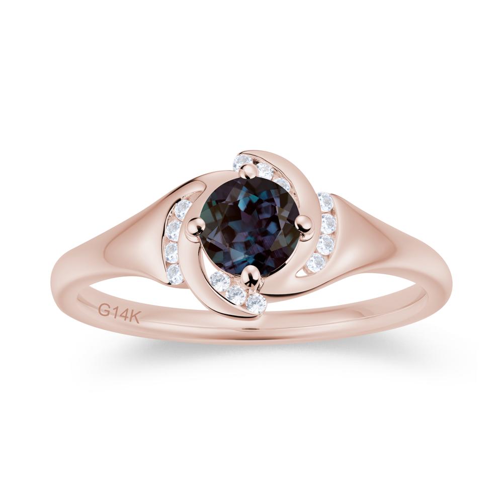 Round Cut Garnet Swirl Engagement Ring - LUO Jewelry #gemstone_Alexandrite