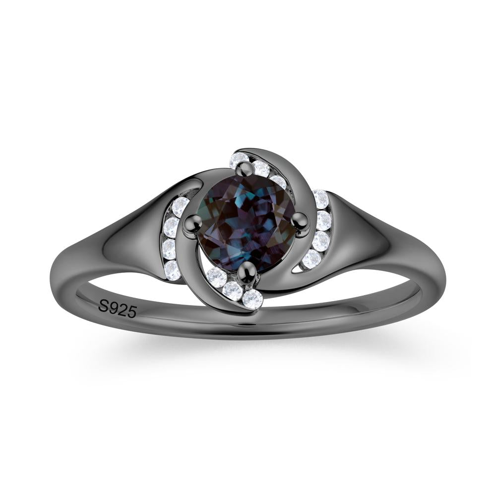 Round Cut Garnet Swirl Engagement Ring - LUO Jewelry #gemstone_Alexandrite