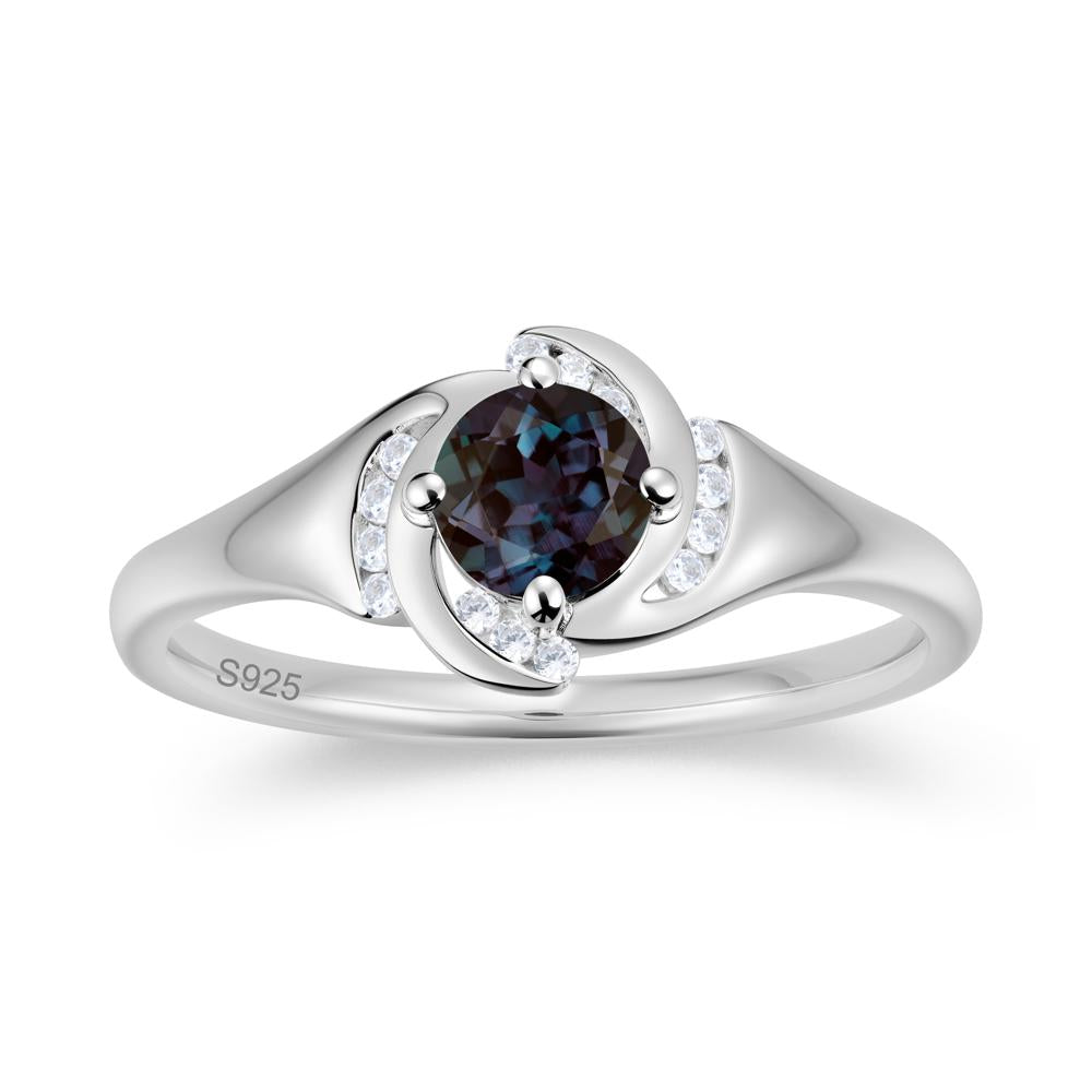 Round Cut Garnet Swirl Engagement Ring - LUO Jewelry #gemstone_Alexandrite