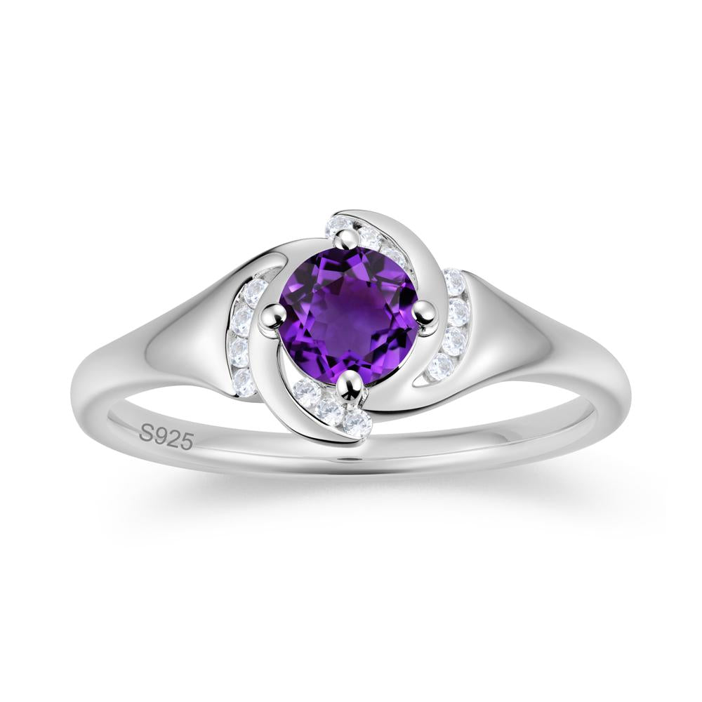 Round Cut Garnet Swirl Engagement Ring - LUO Jewelry #gemstone_Amethyst