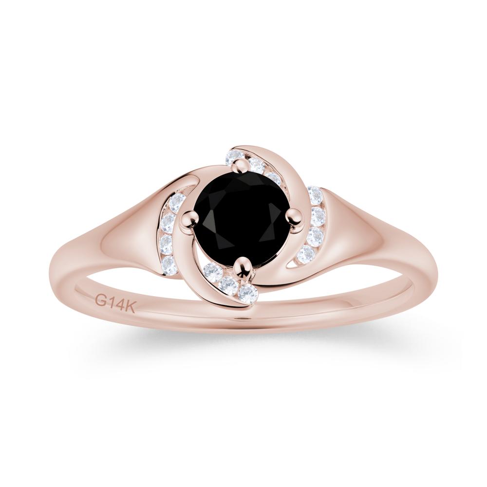Round Cut Garnet Swirl Engagement Ring - LUO Jewelry #gemstone_Black Spinel