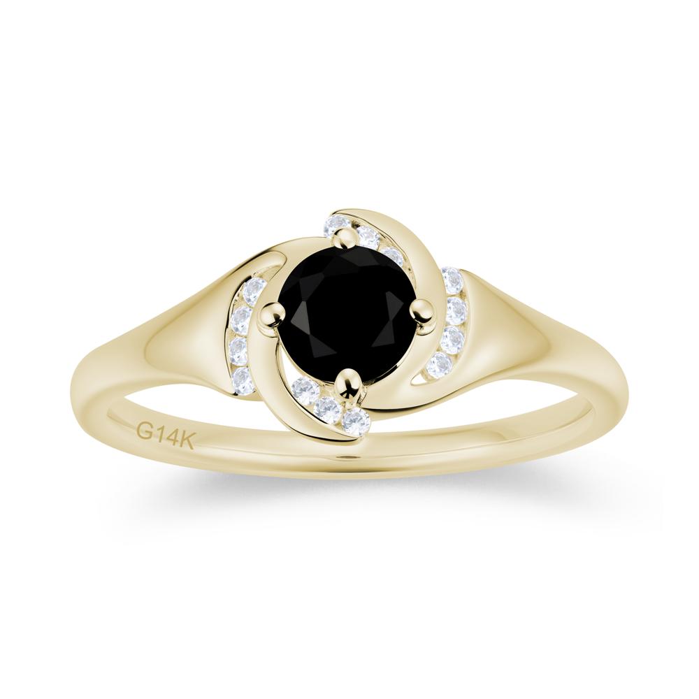 Round Cut Garnet Swirl Engagement Ring - LUO Jewelry #gemstone_Black Spinel