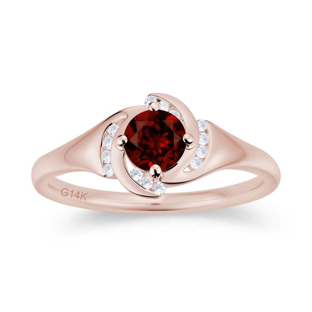 Round Cut Garnet Swirl Engagement Ring - LUO Jewelry #gemstone_Garnet