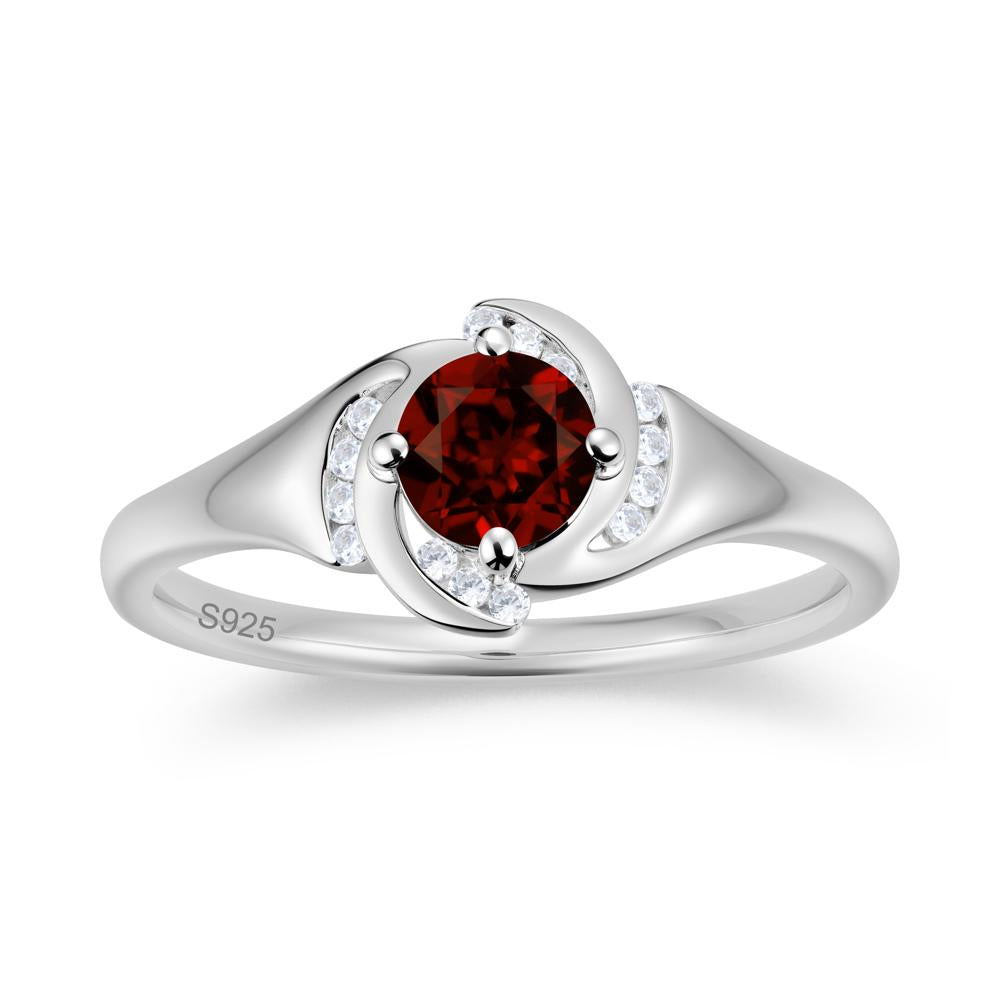Round Cut Garnet Swirl Engagement Ring - LUO Jewelry #gemstone_Garnet