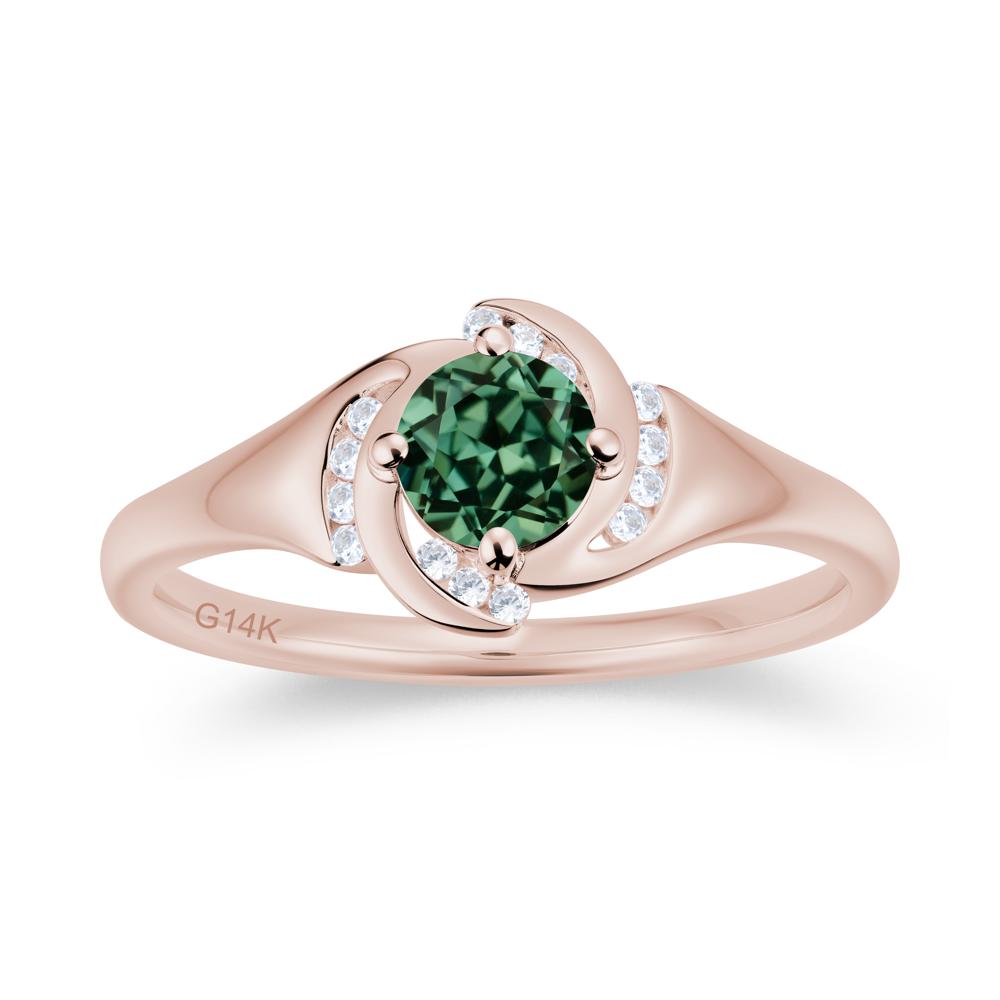 Round Cut Garnet Swirl Engagement Ring - LUO Jewelry #gemstone_Green Sapphire