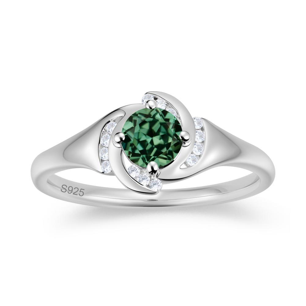 Round Cut Garnet Swirl Engagement Ring - LUO Jewelry #gemstone_Green Sapphire
