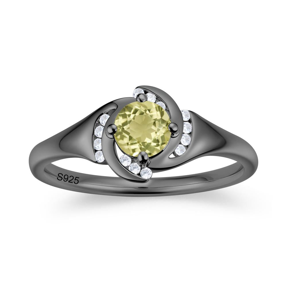 Round Cut Garnet Swirl Engagement Ring - LUO Jewelry #gemstone_Lemon Quartz