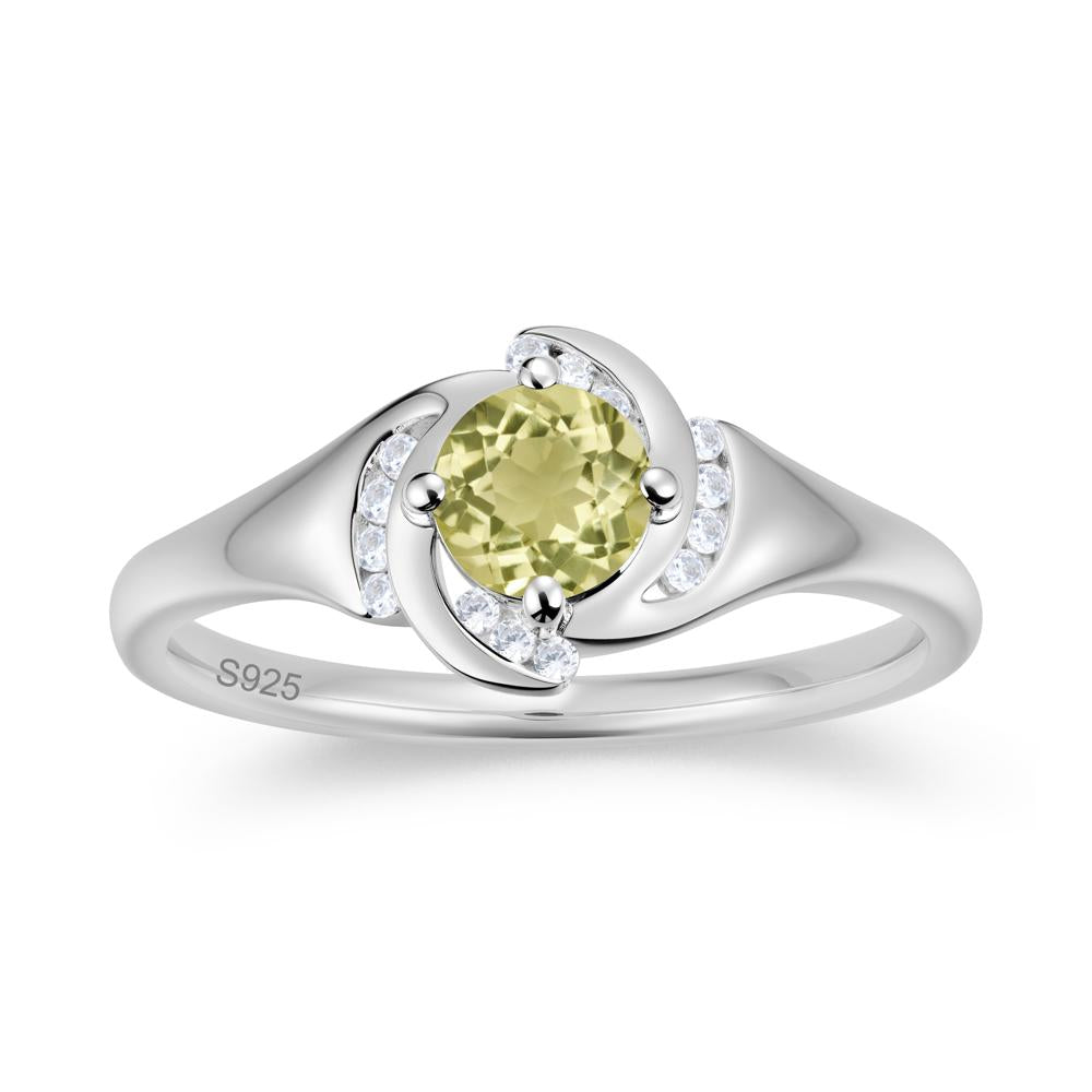 Round Cut Garnet Swirl Engagement Ring - LUO Jewelry #gemstone_Lemon Quartz