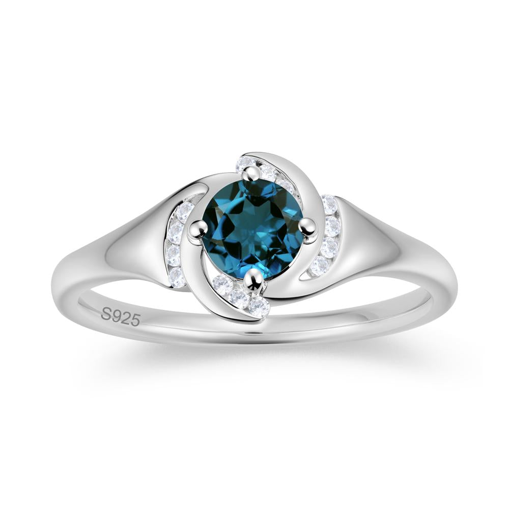 Round Cut Garnet Swirl Engagement Ring - LUO Jewelry #gemstone_London Blue Topaz