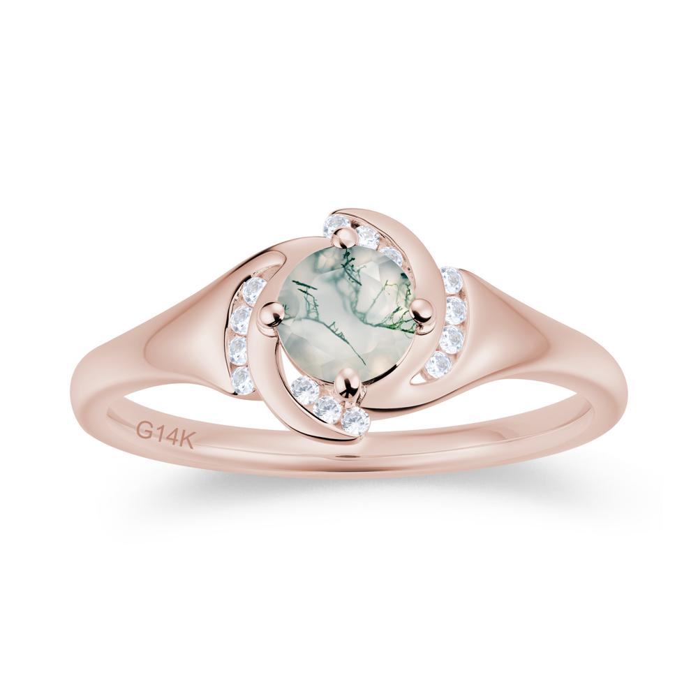 Round Cut Garnet Swirl Engagement Ring - LUO Jewelry #gemstone_Moss Agate