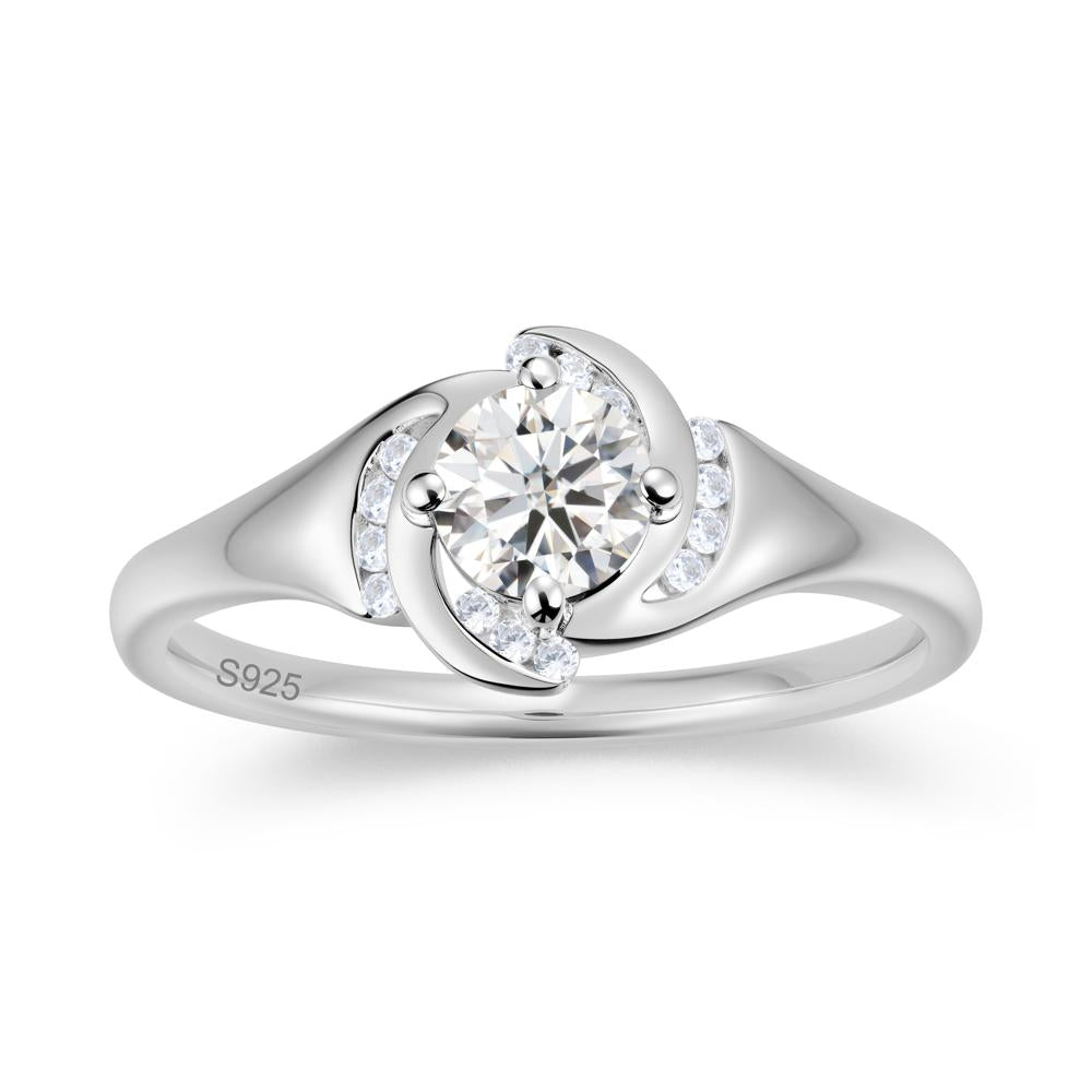 Round Cut Garnet Swirl Engagement Ring - LUO Jewelry #gemstone_Moissanite
