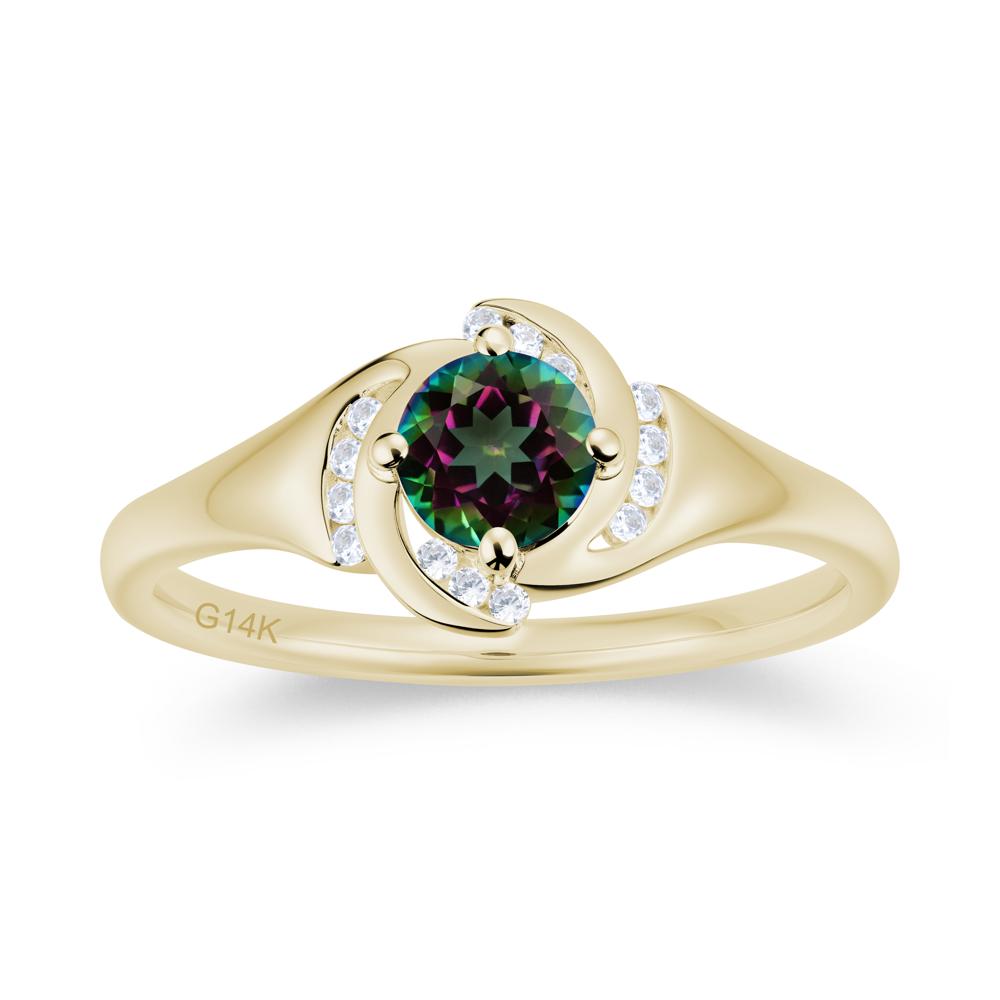Round Cut Garnet Swirl Engagement Ring - LUO Jewelry #gemstone_Mystic Topaz