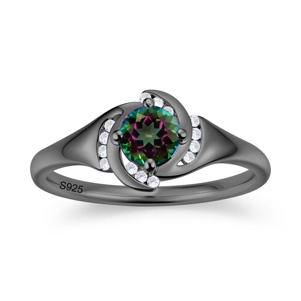 Round Cut Garnet Swirl Engagement Ring - LUO Jewelry #gemstone_Mystic Topaz