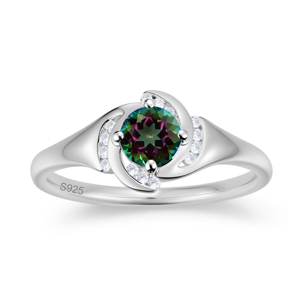 Round Cut Garnet Swirl Engagement Ring - LUO Jewelry #gemstone_Mystic Topaz
