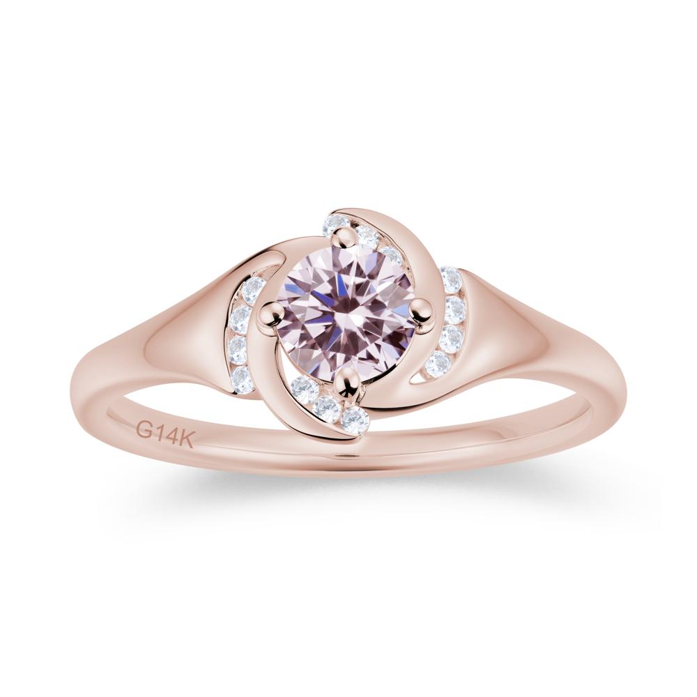 Round Cut Garnet Swirl Engagement Ring - LUO Jewelry #gemstone_Pink Cubic Zirconia