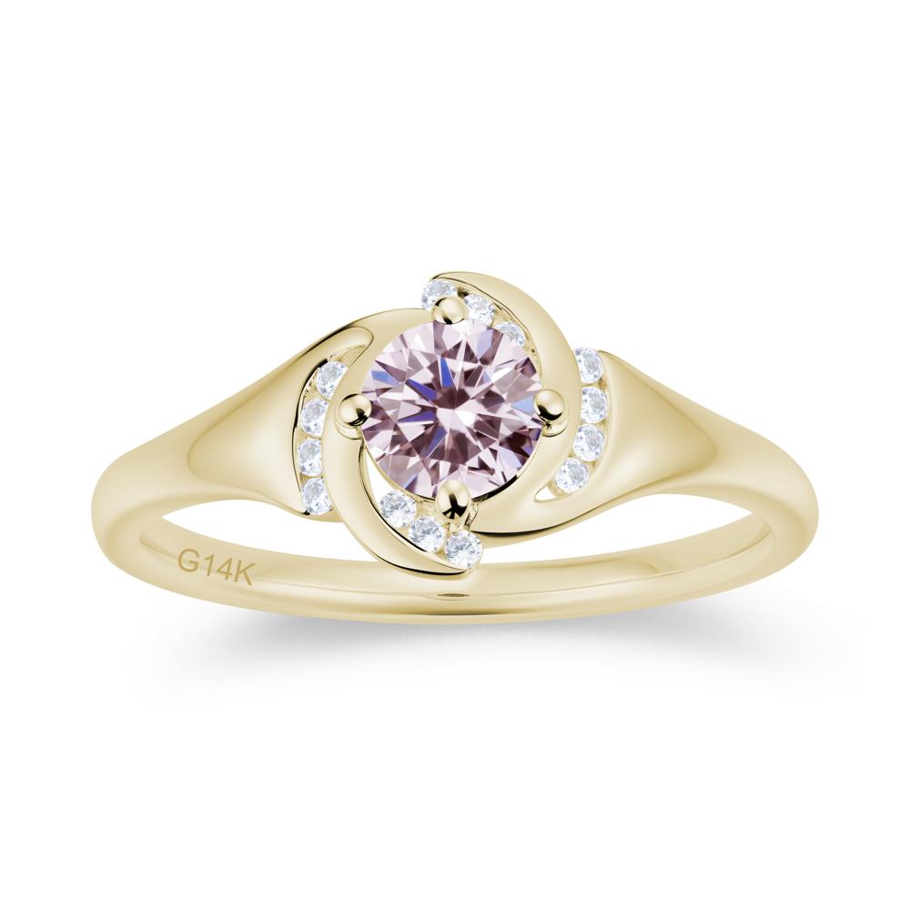 Round Cut Garnet Swirl Engagement Ring - LUO Jewelry #gemstone_Pink Cubic Zirconia