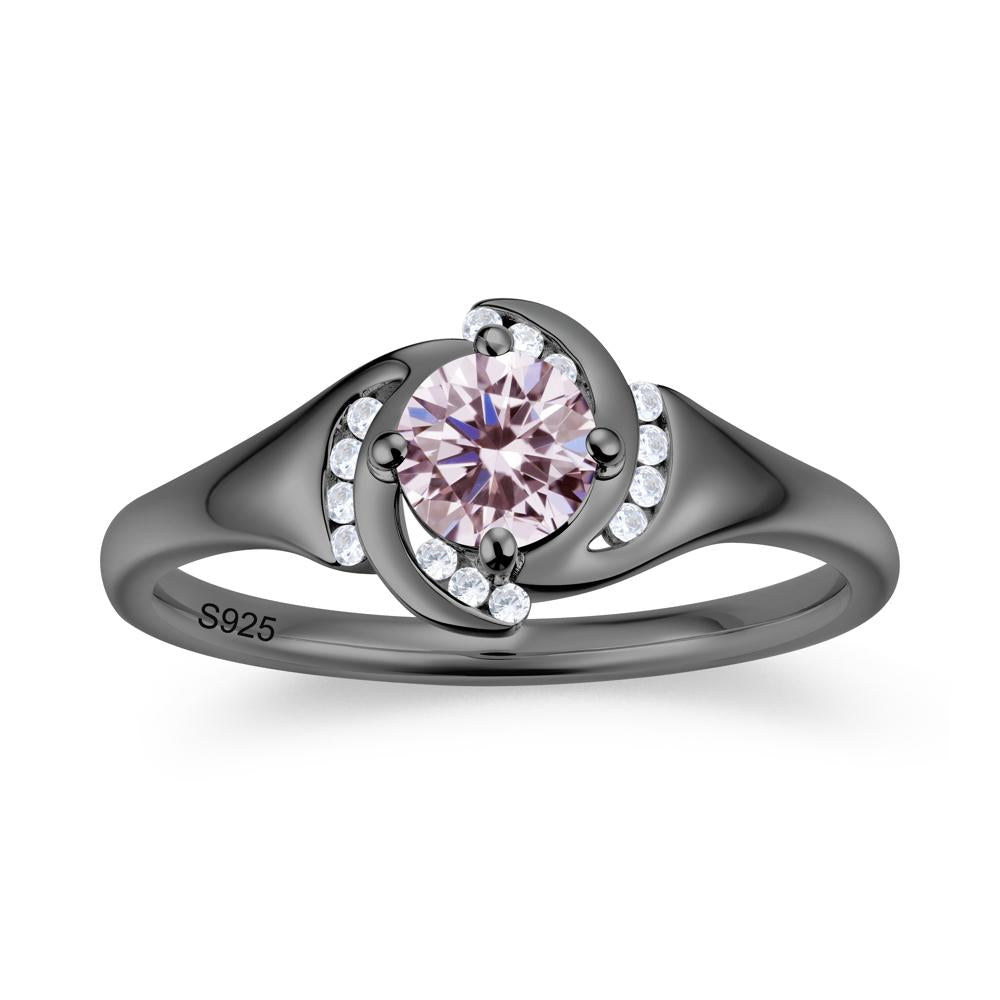 Round Cut Garnet Swirl Engagement Ring - LUO Jewelry #gemstone_Pink Cubic Zirconia