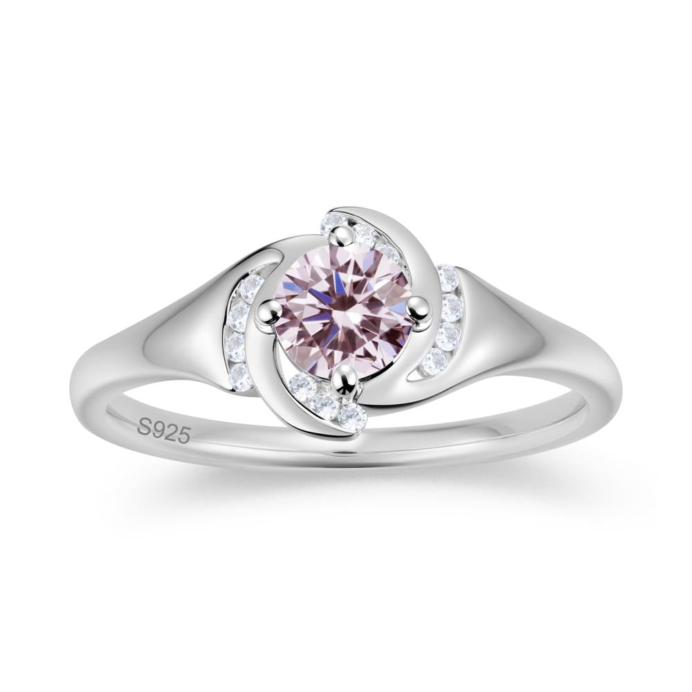 Round Cut Garnet Swirl Engagement Ring - LUO Jewelry #gemstone_Pink Cubic Zirconia