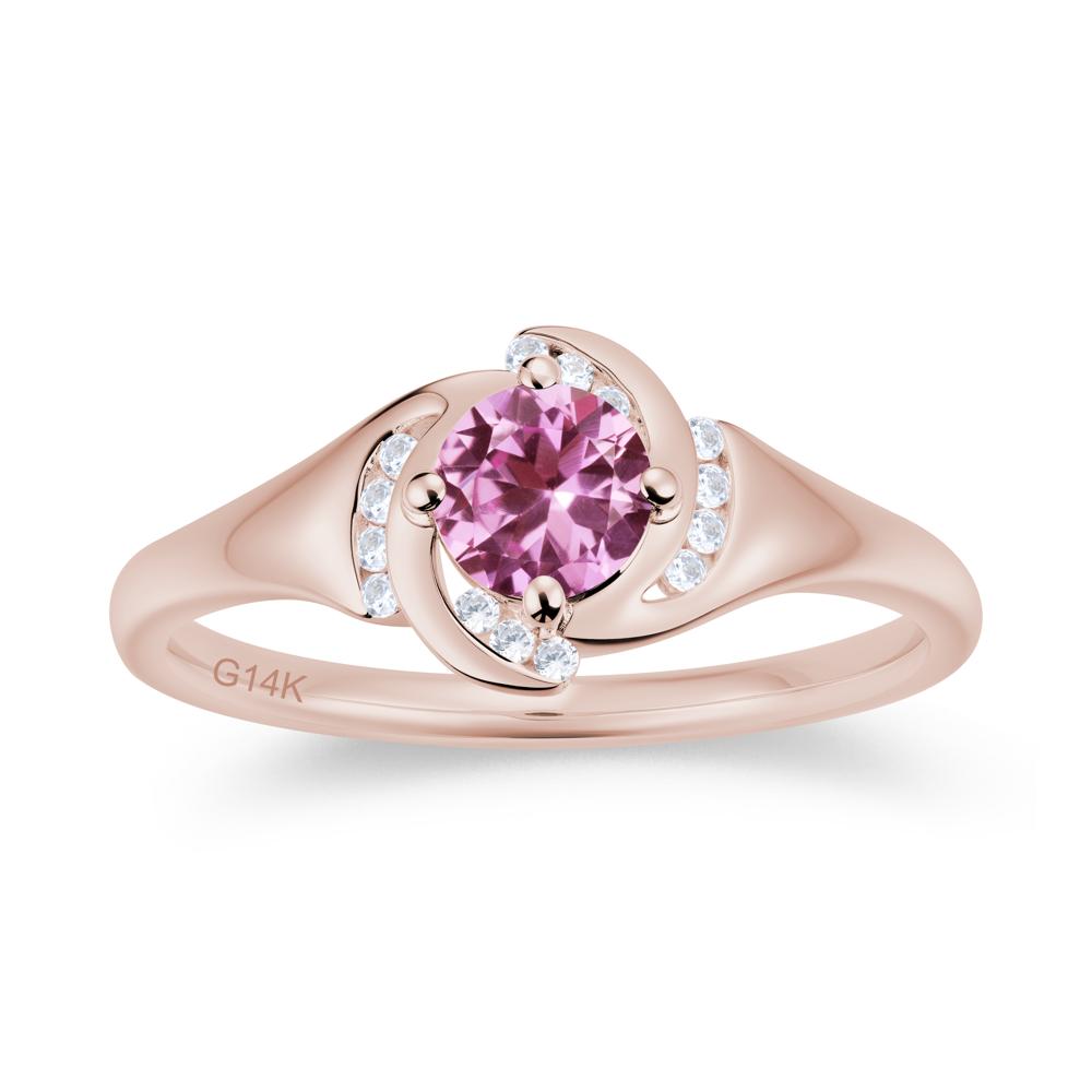 Round Cut Garnet Swirl Engagement Ring - LUO Jewelry #gemstone_Pink Sapphire
