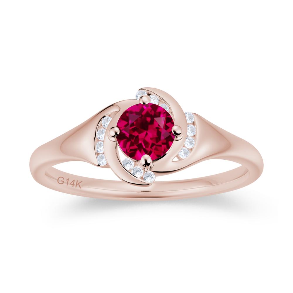 Round Cut Garnet Swirl Engagement Ring - LUO Jewelry #gemstone_Ruby