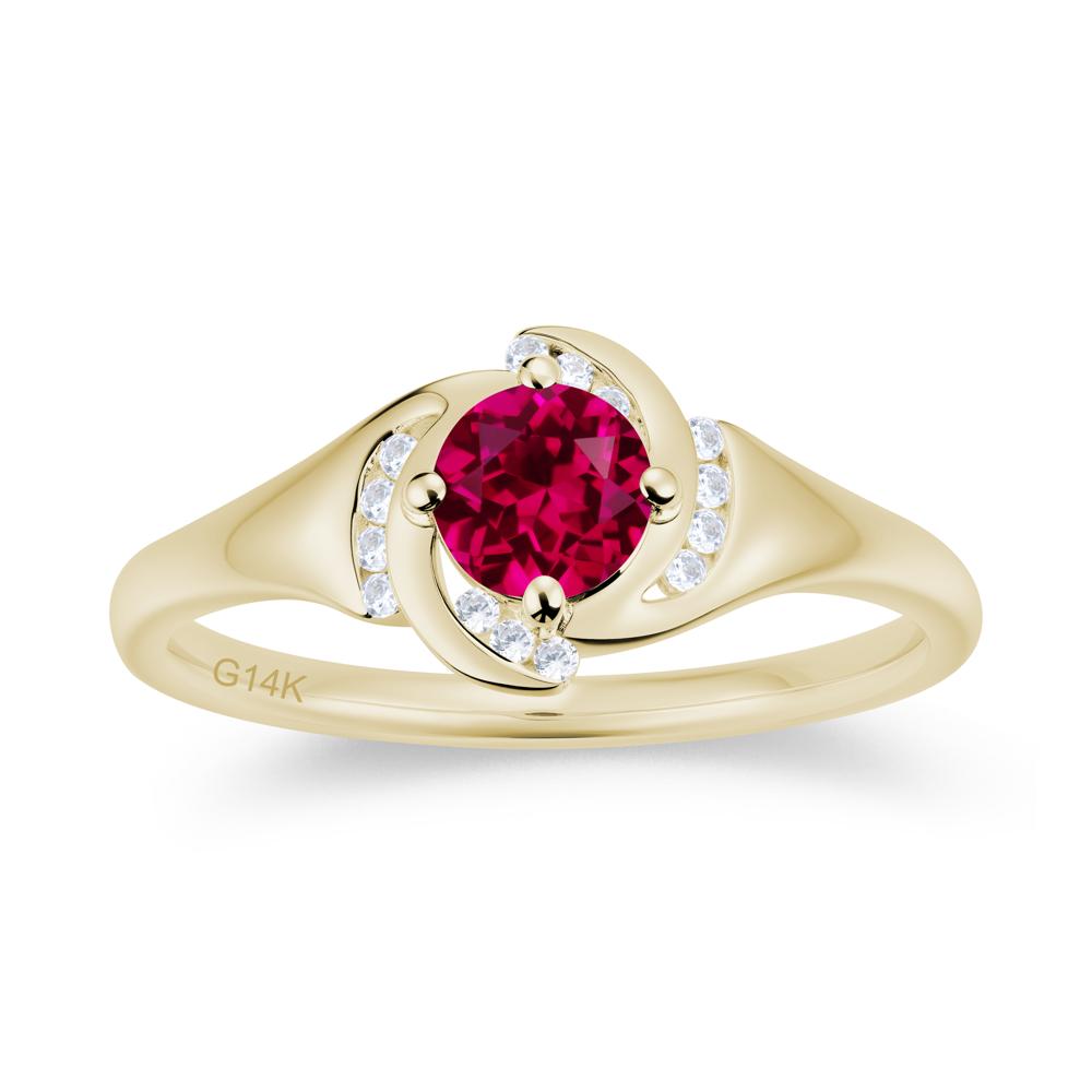 Round Cut Garnet Swirl Engagement Ring - LUO Jewelry #gemstone_Ruby