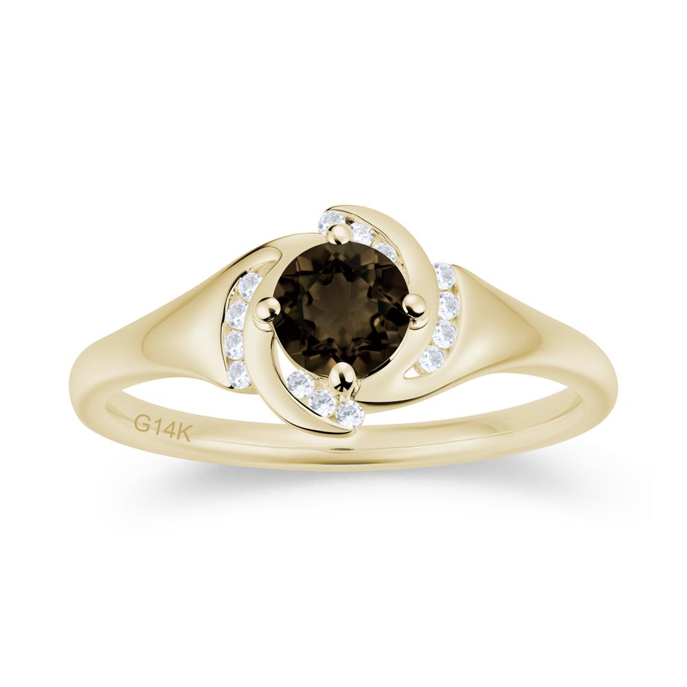 Round Cut Garnet Swirl Engagement Ring - LUO Jewelry #gemstone_Smoky Quartz
