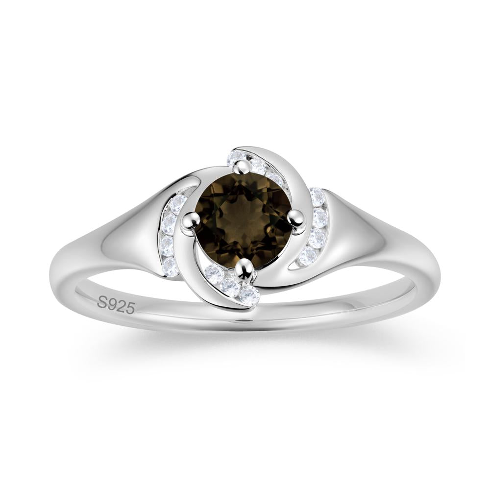 Round Cut Garnet Swirl Engagement Ring - LUO Jewelry #gemstone_Smoky Quartz