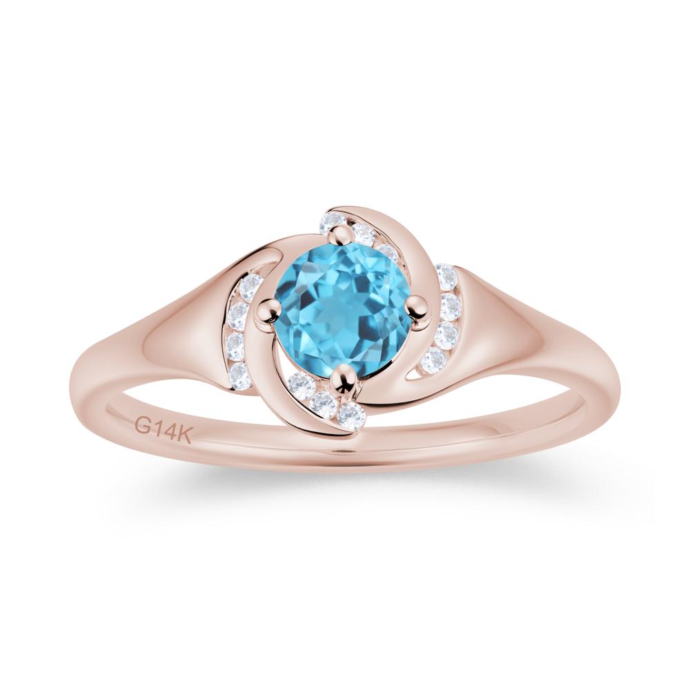 Round Cut Garnet Swirl Engagement Ring - LUO Jewelry #gemstone_Swiss Blue Topaz