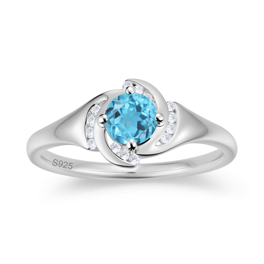 Round Cut Garnet Swirl Engagement Ring - LUO Jewelry #gemstone_Swiss Blue Topaz