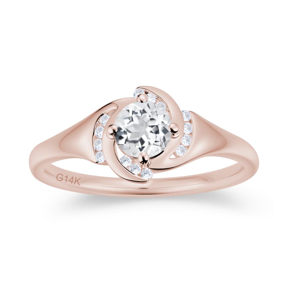 Round Cut Garnet Swirl Engagement Ring - LUO Jewelry #gemstone_White Topaz