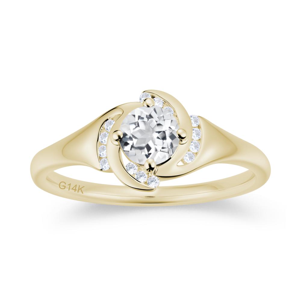 Round Cut Garnet Swirl Engagement Ring - LUO Jewelry #gemstone_White Topaz